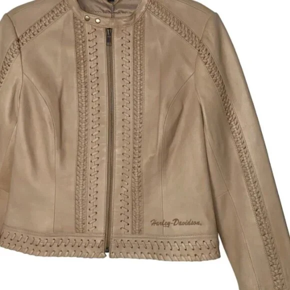Rare Women's Authentic Harley Davidson Tan leather Jacket Small NWT​​​​​​​​ - Picture 5 of 8